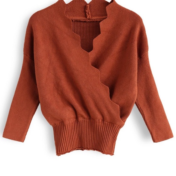 Chicwish Wavy Wrap Knit Top - Picture 2 of 5